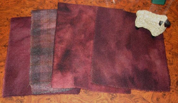 EXOTIC SPICE overdye wool for rug hooking 1/4 yard altogether -- Woolly Mammoth Woolens