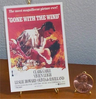 Dollhouse Miniature Book Gone with the Wind Movie Poster 1939