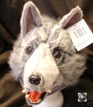 GRAY Big Bad Wolf HAT plush grey HALLOWEEN COSTUME mask ski cap little red riding hood US SELLER