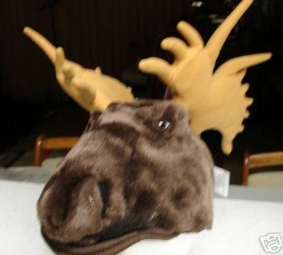 MOOSE HAT baseball cap plush Halloween COSTUME Reindeer Elk Taxidermy Adult Rigid Antlers
