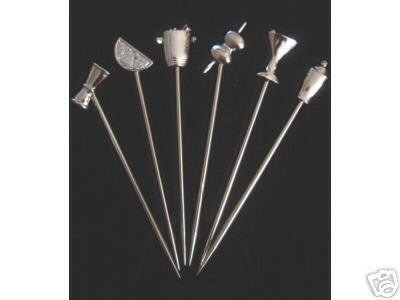 Stainless Steel Figural Cocktail Picks MARTINI olive GLASS olives