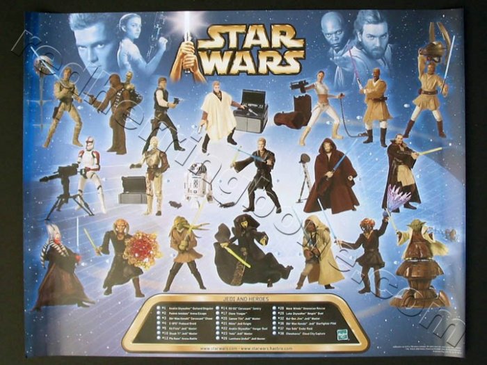Star Wars "Jedi and Heroes" Hasbro action figures Promo Poster NEW
