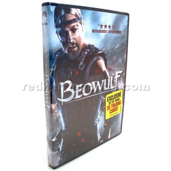 Beowulf DVD with 3D Trading Cards (Best Buy Exclusive) & bonus Beowulf 'B' logo pin NEW