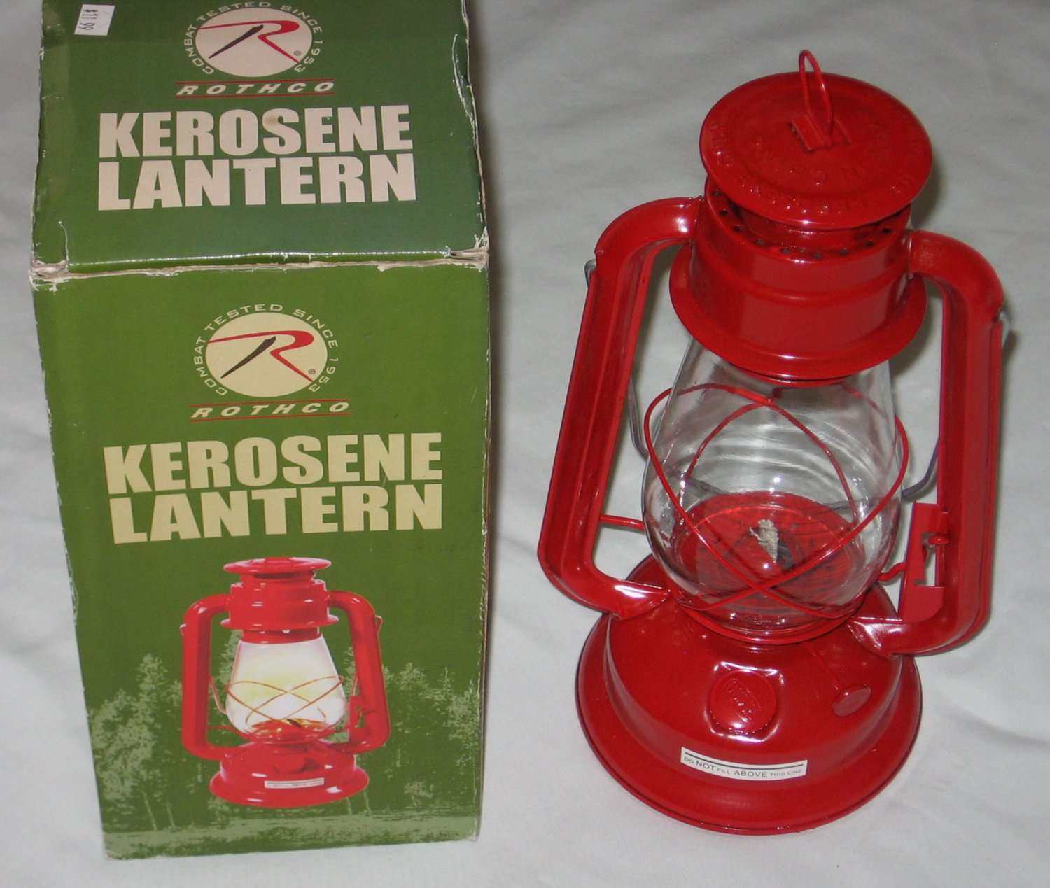 Kerosene Lantern Lamp Adjustable Wick 12 inches Tall Red Rothco 740