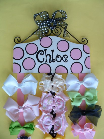 Hair Bow Holder - Chloe - Black and Pink