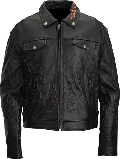 Evel Knievel Genuine Leather Mens Flame Jacket