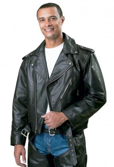 Men's Belted Solid Leather Motorcycle Jacket