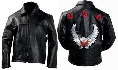 Men's leather patch jacket