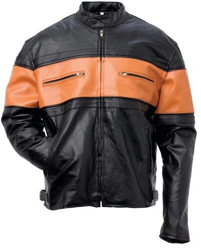 Orange Striped Men's Leather Jacket