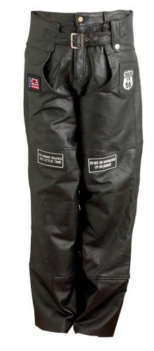 Genuine Leather Motorcycle Chaps W/ Patches