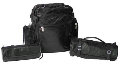 3pc Rock Design Genuine Buffalo Leather Motorcycle Bag Set