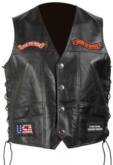 Genuine Solid Leather Motorcycle Vest.