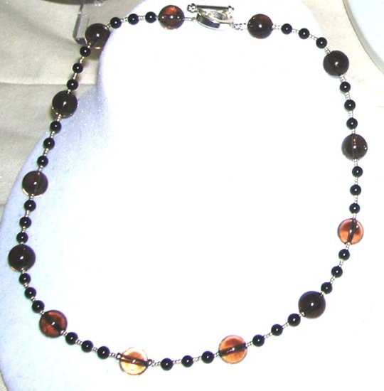 Black Onyx and Smoky Quarts Necklace