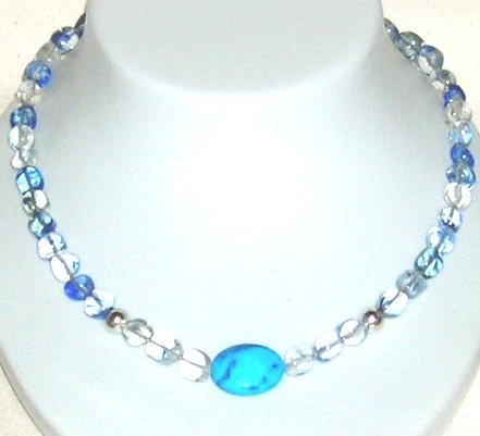 Blue Quartz with Turquoise Howalite center piece.
