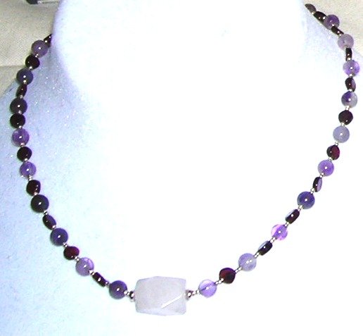 Garnet with Ametyst and Rose quarts pandent