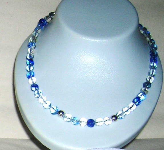 Blue Quartz with two small silver balls