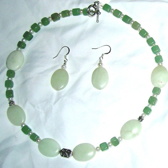 New Jade with freshwater pearls