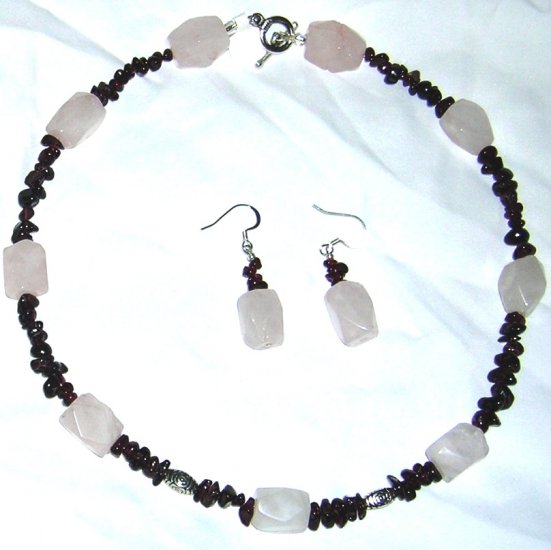Rose Quarts with Garnet set