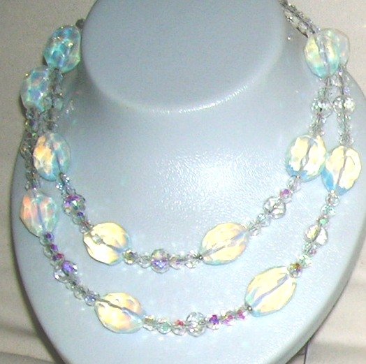 Opalit with Crystals- Double necklace