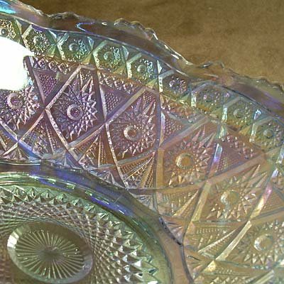 Diamond Lace Hobstar Vintage Carnival Glass Bowl