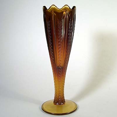 Vintage Dark Amber Glass MARDI GRAS Vase-George Duncan & Sons/Tiara