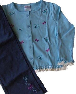 Blue Winter Cardigan Ruffle Top Pants Outfit Size 5 5T NEW