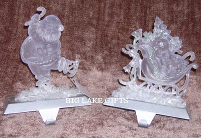 Diecast Stocking Holders Santa & Sleigh - NEW FREE SHIPPING