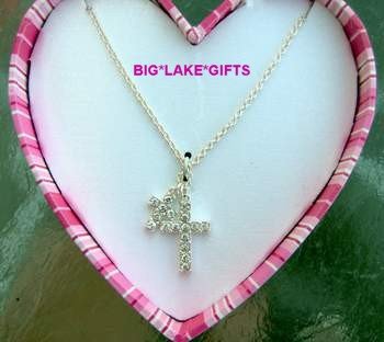 JLO Double Rhinestone Crucifix Necklace NEW J LO