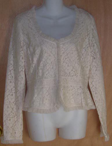 Tahari $498 Natural Lace Ruffled Top Size 12 NEW Shirt