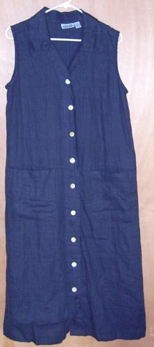 Chico's Design Navy Blue Linen Dress Size 1 S/M