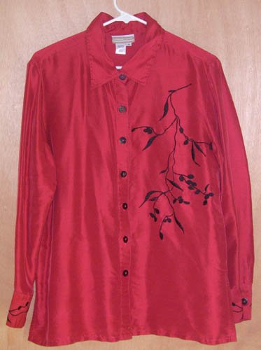 Coldwater Creek Asian Design Silk Top Size Medium M
