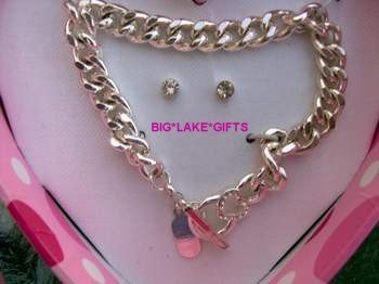 JLO J LO Rhinestone Earrings and Bracelet Set - NEW