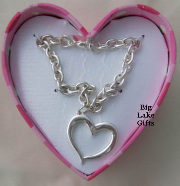 JLO Rhinestone Heart Pendant Bracelet NEW J LO