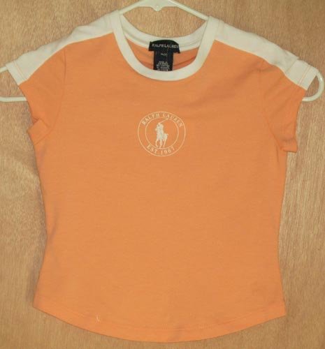 Ralph Lauren Peach Logo Top Size 7 S NEW Shirt