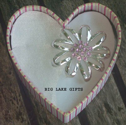 JLO Large Flower Rhinestone Pin Brooch J LO NEW
