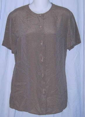 Giorgio Armani Gray Silk Button Front Blouse Shirt Size 6 40