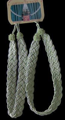 Seafoam Pastel Green Braided Curtain Tie-Backs NEW
