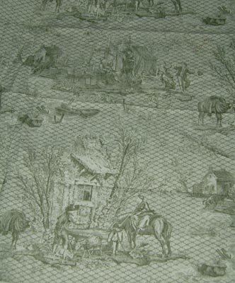Green Toile Fabric 63" x 25"