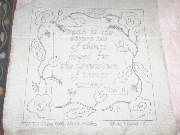 FAITH - Primitive Rug Hooking Pattern on Primitive LInen
