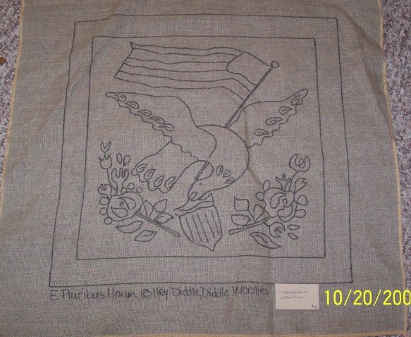 E Pluribus Unum - Rug Hooking Pattern on Primitive linen