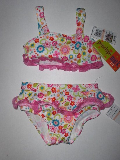 New Girls 2T toddler Penelope Mack floral bikini with ruffles