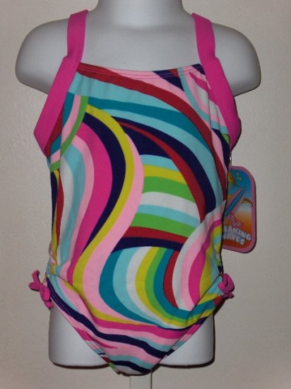 New Breaking Waves multi striped wave’s One piece swimsuit size 6X