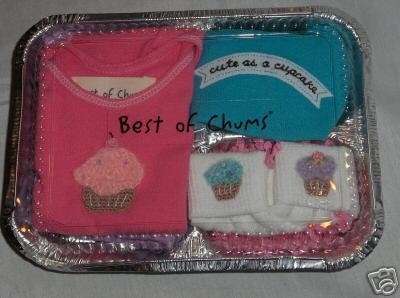 Best of Chums Gift set pink Cupcake top, pants hat infant girl 12 mths new