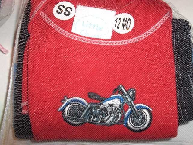 New Best of Chums "Born to Ride" red shirt set size boys infant baby 12 months gift