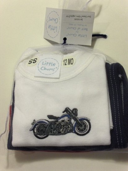 New Best of Chums "Born to Ride" white shirt set size boys infant baby 12 months gift