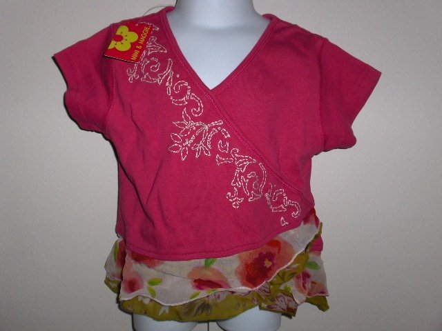 New Mimi & Maggie Rose Ruffle Tee girls size 4