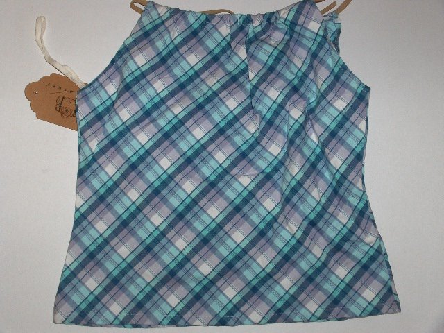 New K.C. Parker Hartstrings Blue Plaid Halter Top girls size 14