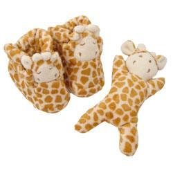 New Angel Dear by Fun Bath giraffe booties and rattle gift set -0-6 months