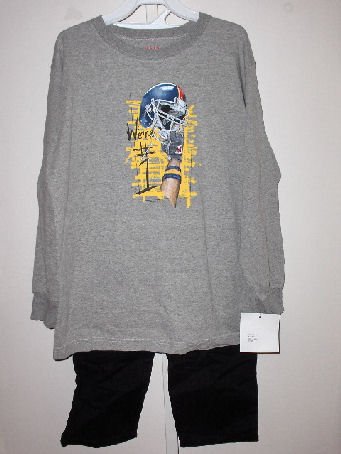 New boys size M Wes and Willy Gray We're #1 long sleeve tee pull on black cotton pants