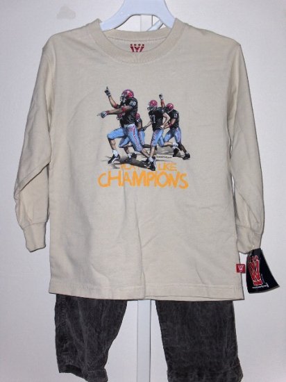 New Wes and Willy Play Like Champions LS tee Gray Cord Pants boys size 4